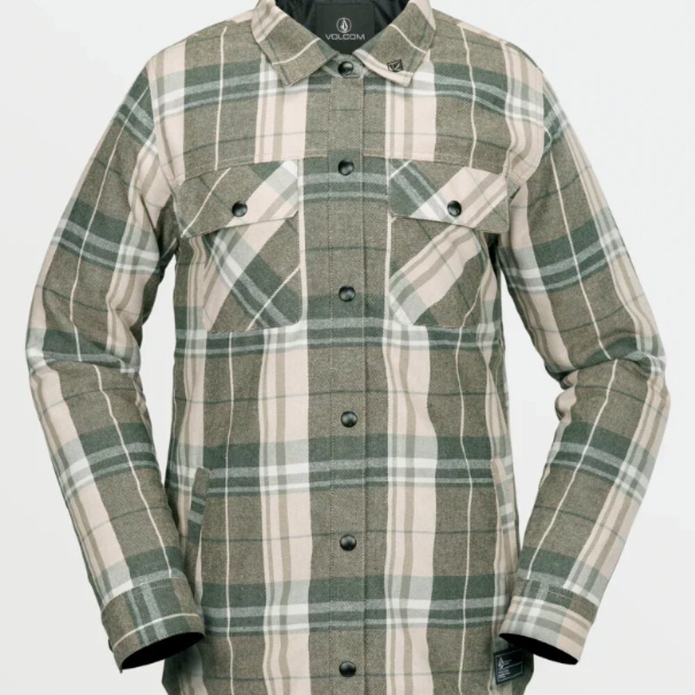 NWT Volcom Women's Insulated RIDING FLANNEL 2025 (Green Plaid)